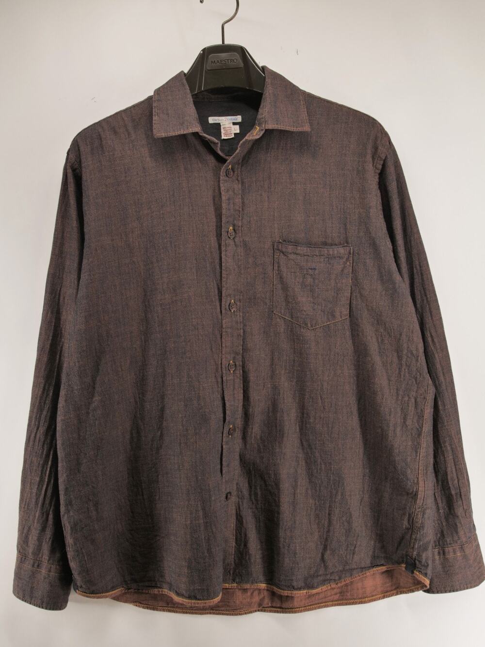 Carbon 2 Cobalt Shirt Mens Large L Plum Burgundy Cotton Double Cloth Casual LS
